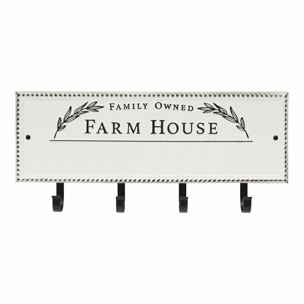 Farm House Beaded Rectangle Personalized Hook Plaque, Black/Gold | Plow & Hearth