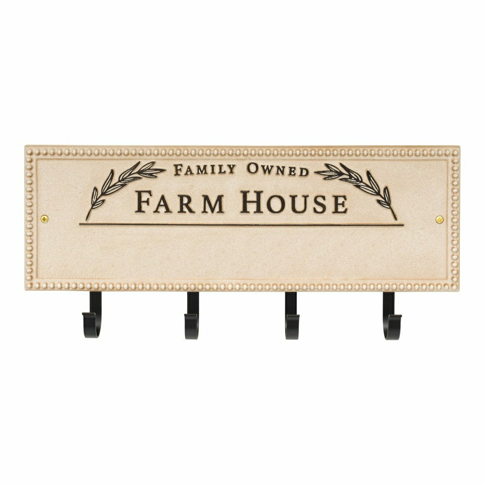 Farm House Beaded Rectangle Personalized Hook Plaque, Black/Gold | Plow & Hearth