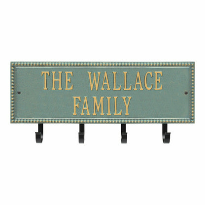 Beaded Rectangle 2-Line Personalized Hook Plaque, Black/Gold | Plow & Hearth
