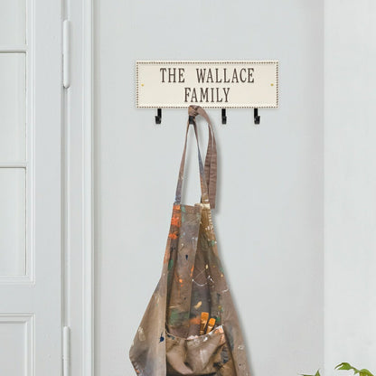 Beaded Rectangle 2-Line Personalized Hook Plaque, Black/Gold | Plow & Hearth