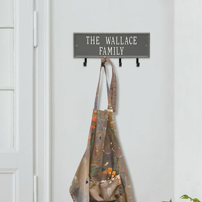 Beaded Rectangle 2-Line Personalized Hook Plaque, Black/Gold | Plow & Hearth