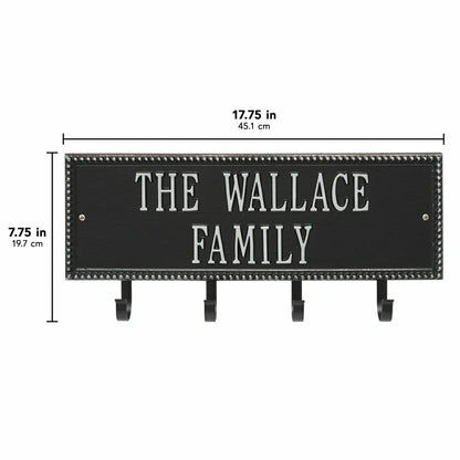 Beaded Rectangle 2-Line Personalized Hook Plaque, Black/Gold | Plow & Hearth