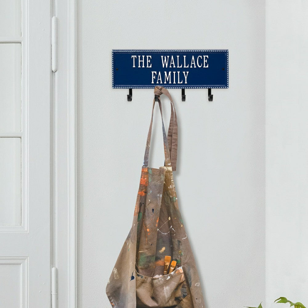Beaded Rectangle 2-Line Personalized Hook Plaque, Black/Gold | Plow & Hearth
