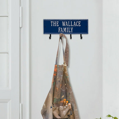 Beaded Rectangle 2-Line Personalized Hook Plaque, Black/Gold | Plow & Hearth