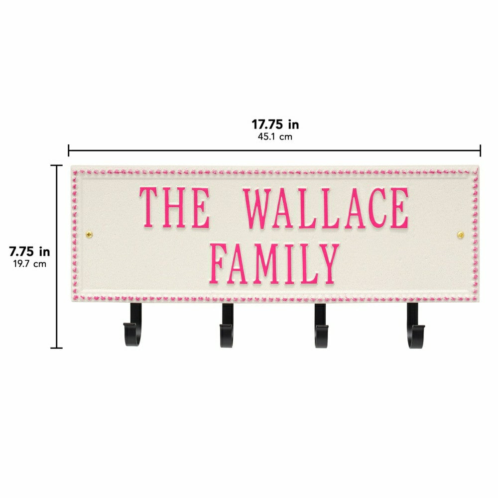 Beaded Rectangle 2-Line Personalized Hook Plaque, Black/Gold | Plow & Hearth