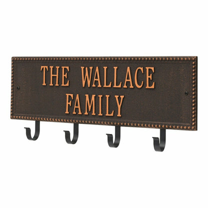 Beaded Rectangle 2-Line Personalized Hook Plaque, Black/Gold | Plow & Hearth