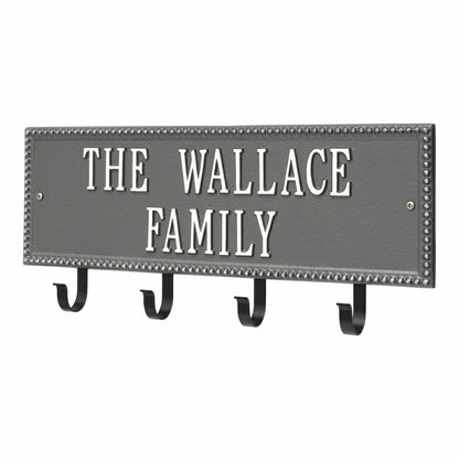 Beaded Rectangle 2-Line Personalized Hook Plaque, Black/Gold | Plow & Hearth