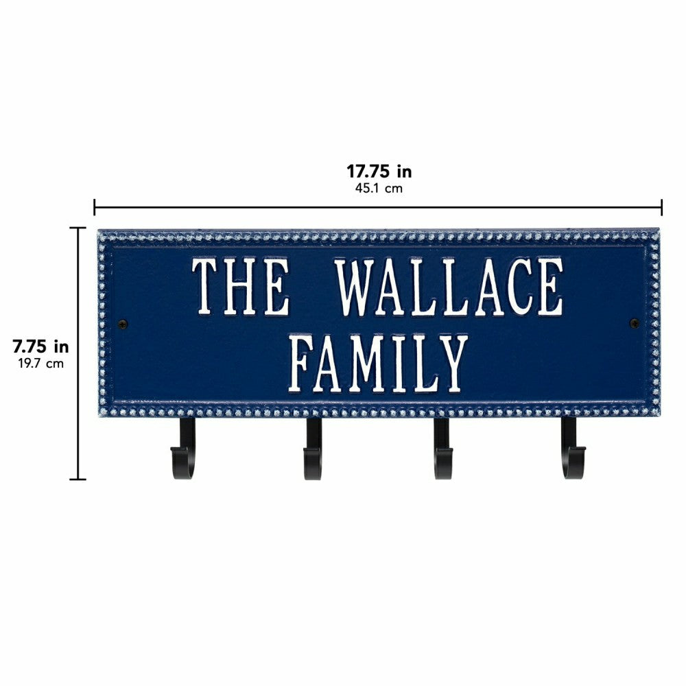 Beaded Rectangle 2-Line Personalized Hook Plaque, Black/Gold | Plow & Hearth