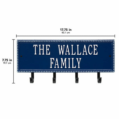 Beaded Rectangle 2-Line Personalized Hook Plaque, Black/Gold | Plow & Hearth