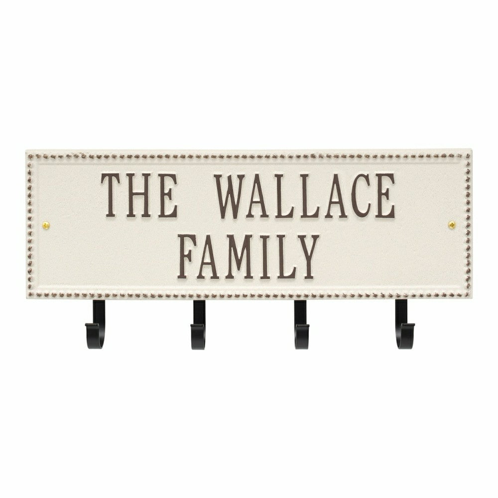 Beaded Rectangle 2-Line Personalized Hook Plaque, Black/Gold | Plow & Hearth