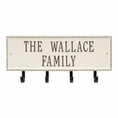Beaded Rectangle 2-Line Personalized Hook Plaque, Black/Gold | Plow & Hearth