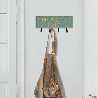 Beaded Rectangle 2-Line Personalized Hook Plaque, Black/Gold | Plow & Hearth