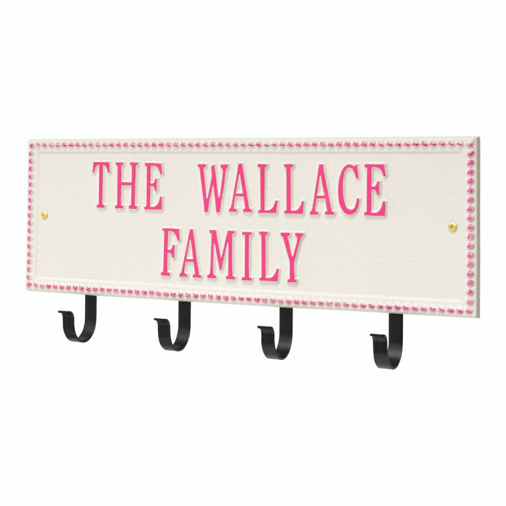 Beaded Rectangle 2-Line Personalized Hook Plaque, Black/Gold | Plow & Hearth