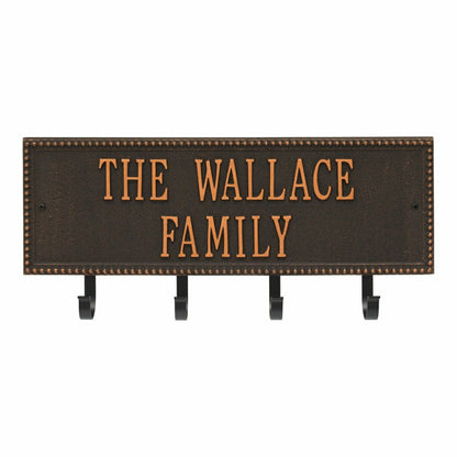 Beaded Rectangle 2-Line Personalized Hook Plaque, Black/Gold | Plow & Hearth