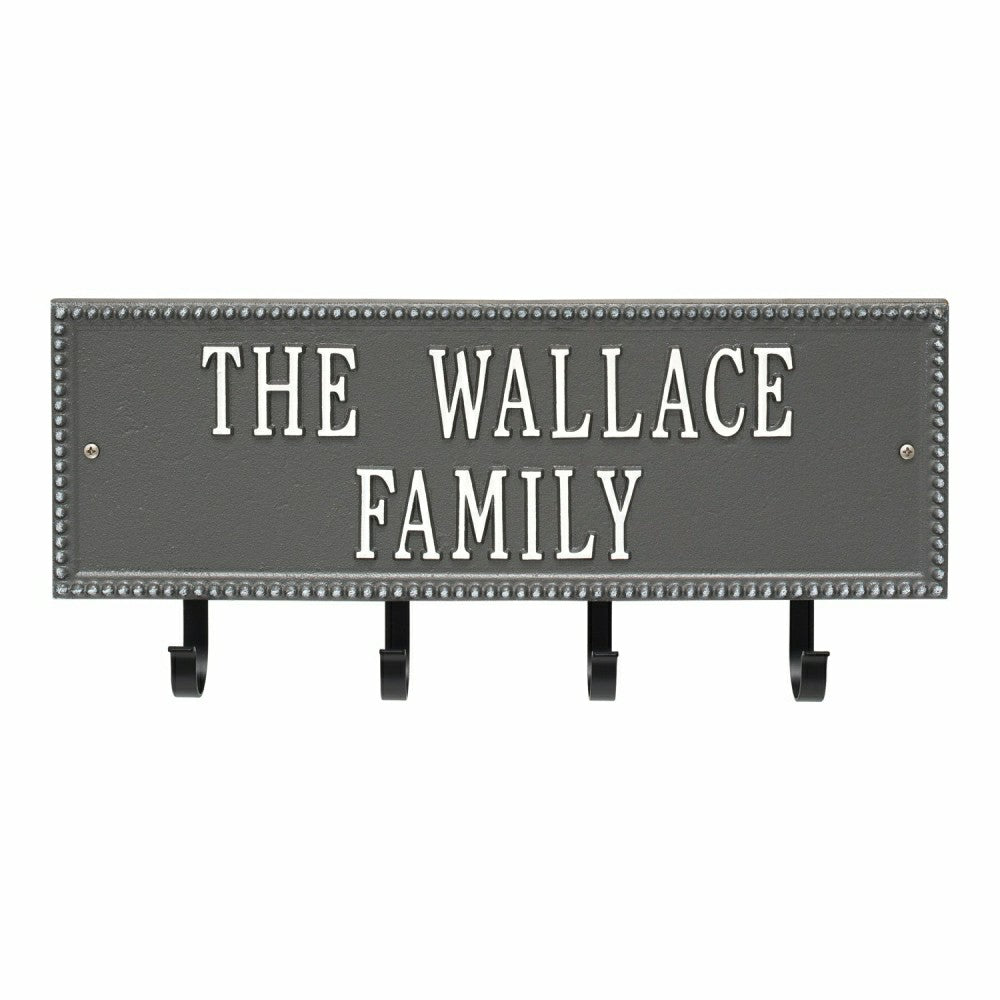 Beaded Rectangle 2-Line Personalized Hook Plaque, Black/Gold | Plow & Hearth