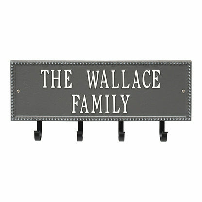 Beaded Rectangle 2-Line Personalized Hook Plaque, Black/Gold | Plow & Hearth