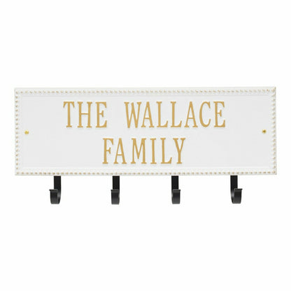 Beaded Rectangle 2-Line Personalized Hook Plaque, Black/Gold | Plow & Hearth