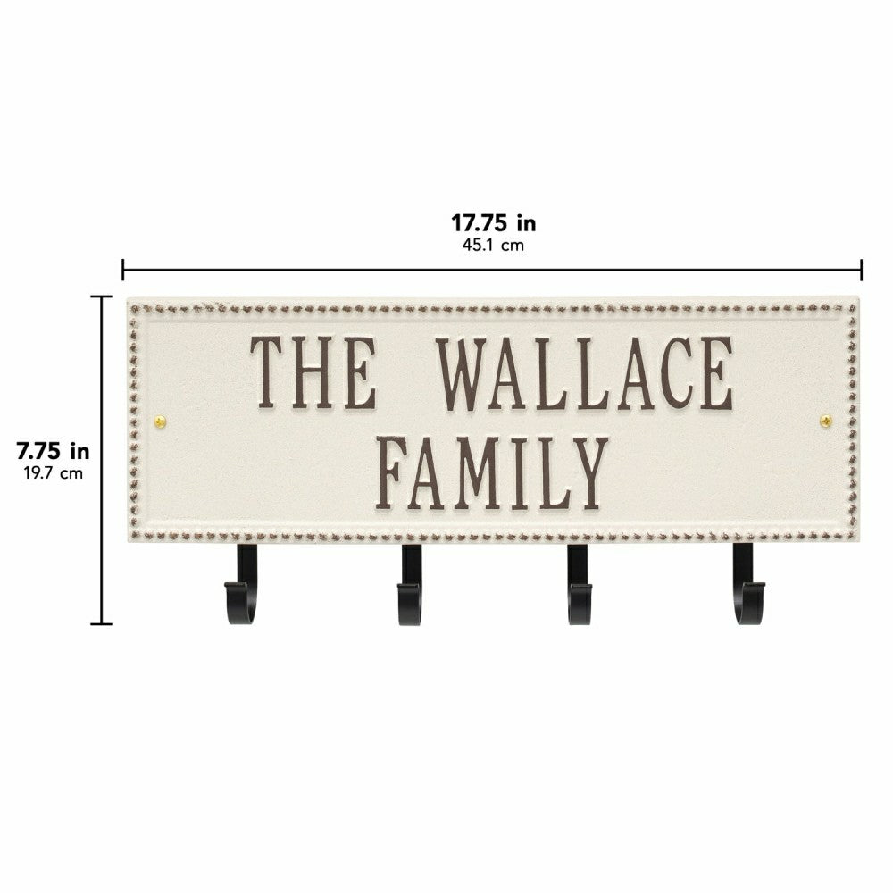 Beaded Rectangle 2-Line Personalized Hook Plaque, Black/Gold | Plow & Hearth