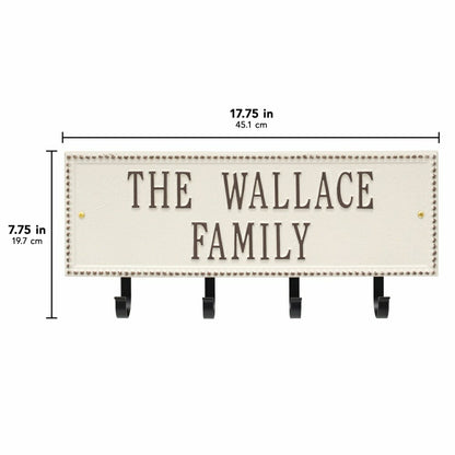 Beaded Rectangle 2-Line Personalized Hook Plaque, Black/Gold | Plow & Hearth