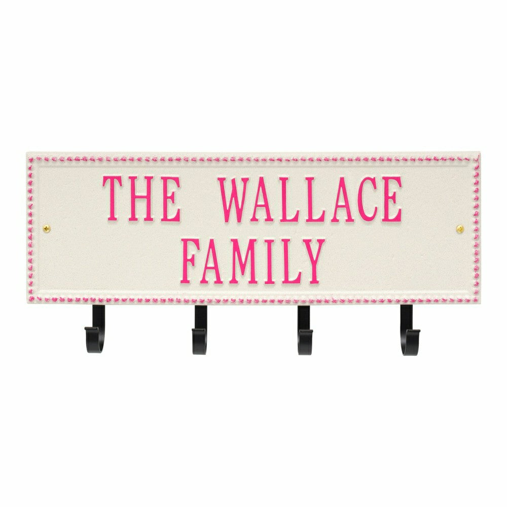 Beaded Rectangle 2-Line Personalized Hook Plaque, Black/Gold | Plow & Hearth
