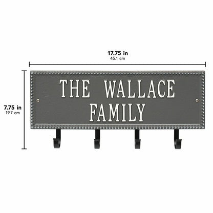 Beaded Rectangle 2-Line Personalized Hook Plaque, Black/Gold | Plow & Hearth