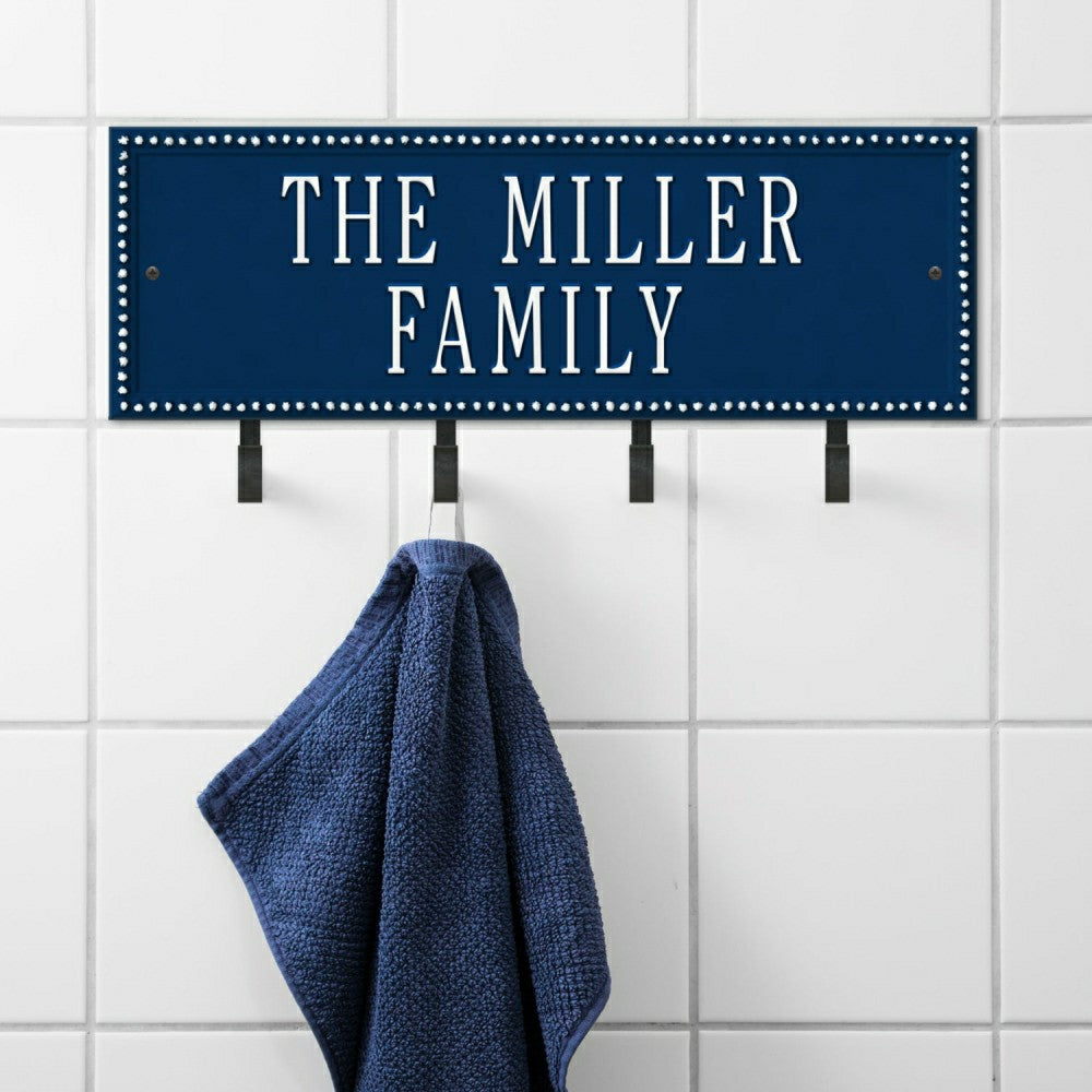 Beaded Rectangle 2-Line Personalized Hook Plaque, Black/Gold | Plow & Hearth