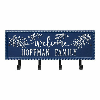 Kinsley Welcome Beaded Rectangle Hook Plaque, Black/Gold | Plow & Hearth