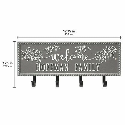 Kinsley Welcome Beaded Rectangle Hook Plaque, Black/Gold | Plow & Hearth
