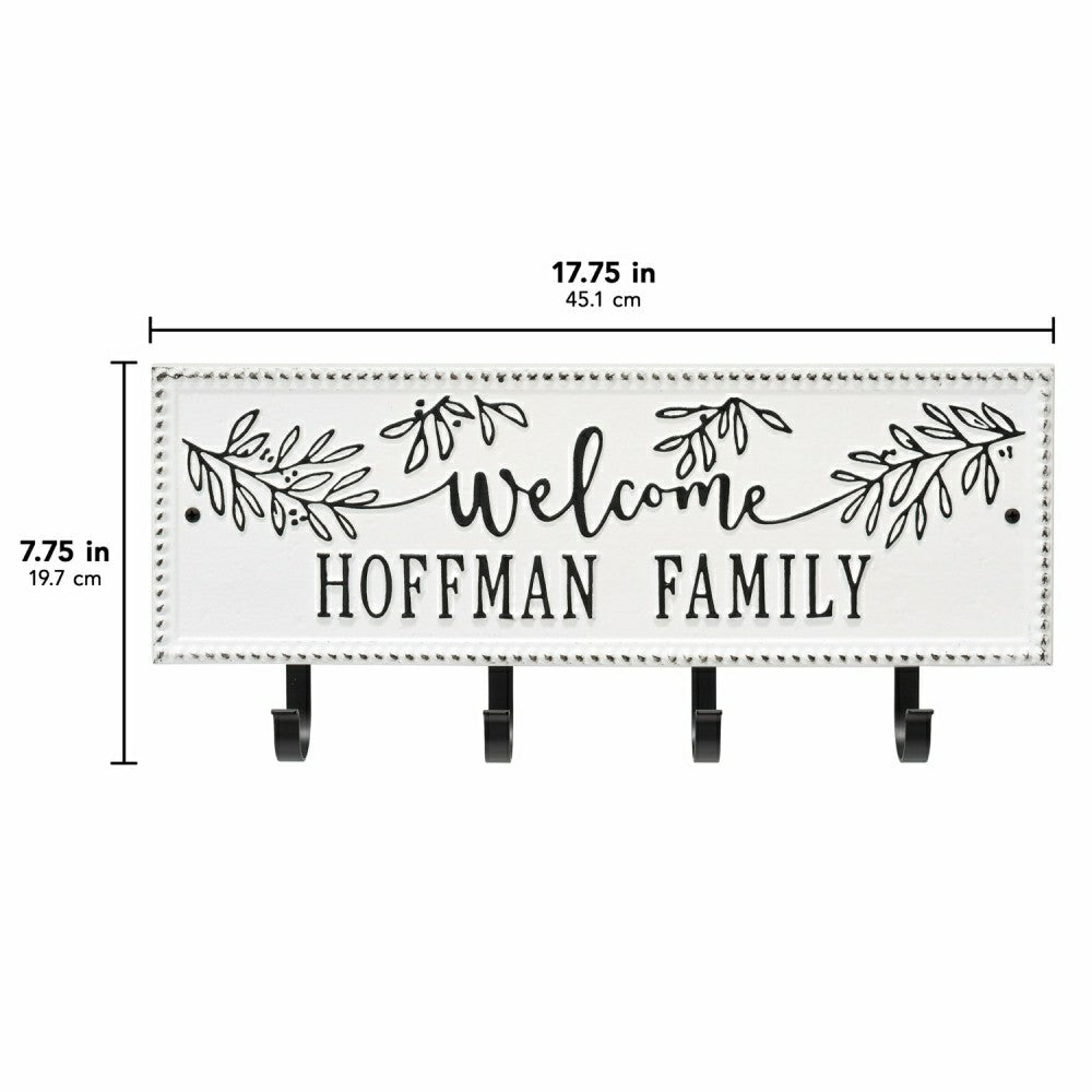 Kinsley Welcome Beaded Rectangle Hook Plaque, Black/Gold | Plow & Hearth