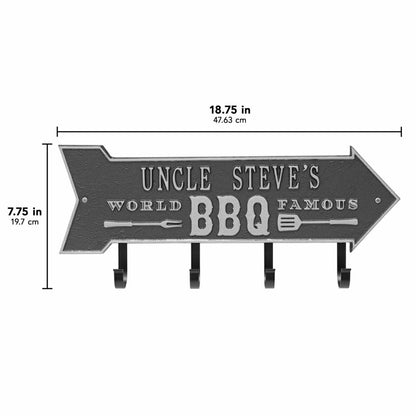 World Famous BBQ Arrow Hook Plaque, Antique Brass | Plow & Hearth