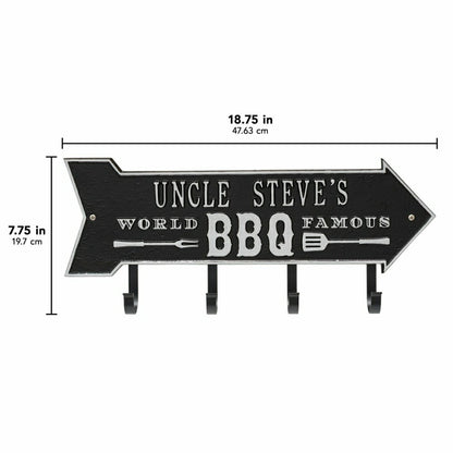 World Famous BBQ Arrow Hook Plaque, Antique Brass | Plow & Hearth
