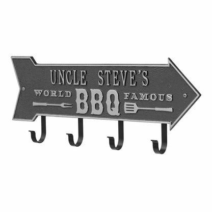 World Famous BBQ Arrow Hook Plaque, Antique Brass | Plow & Hearth