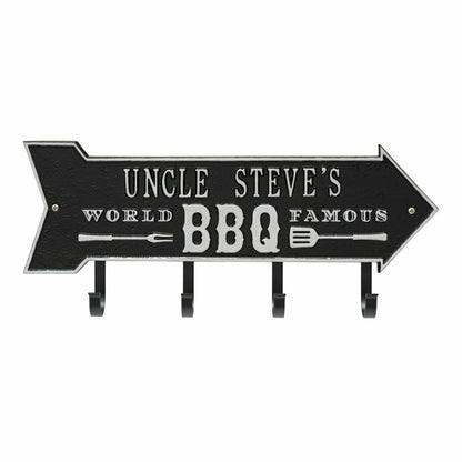 World Famous BBQ Arrow Hook Plaque, Antique Brass | Plow & Hearth