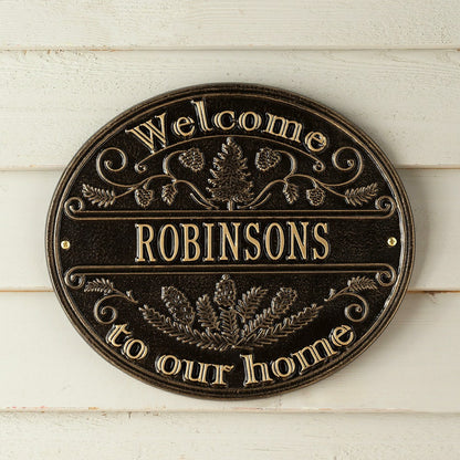 Cast Aluminum Personalized Pine Welcome Wall Plaque | Plow & Hearth