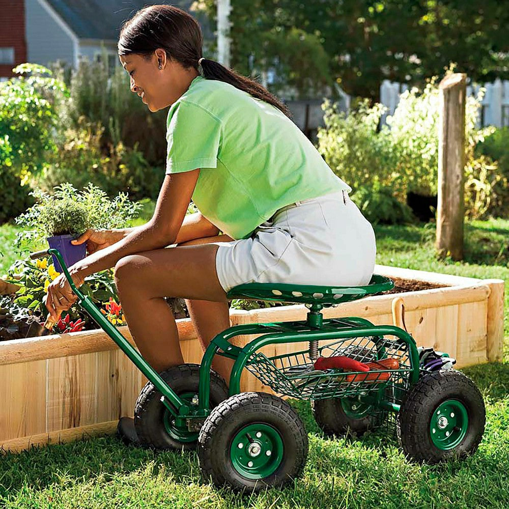 Green Rolling Scoot-N-Do Garden Seat | Plow & Hearth