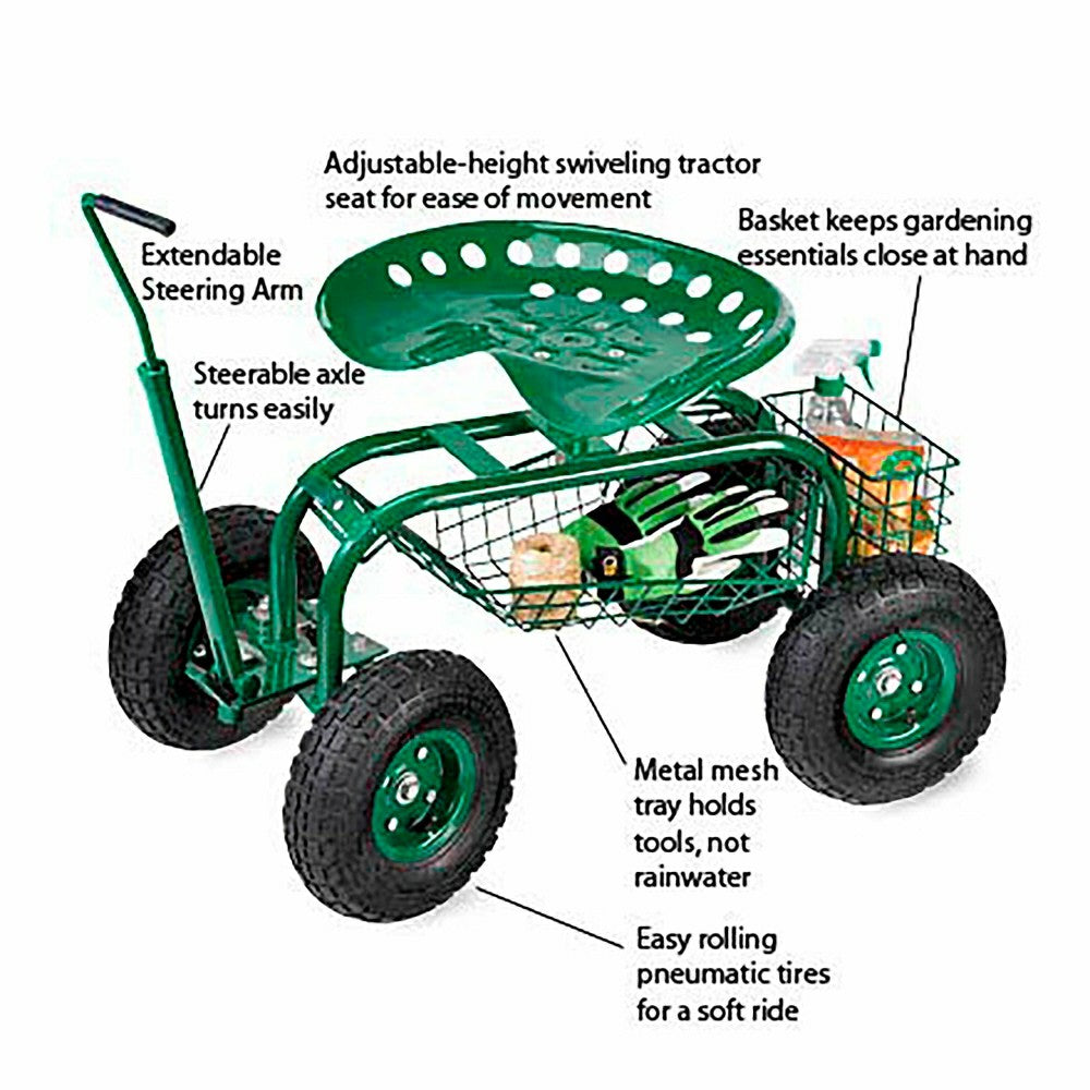 Green Rolling Scoot-N-Do Garden Seat | Plow & Hearth