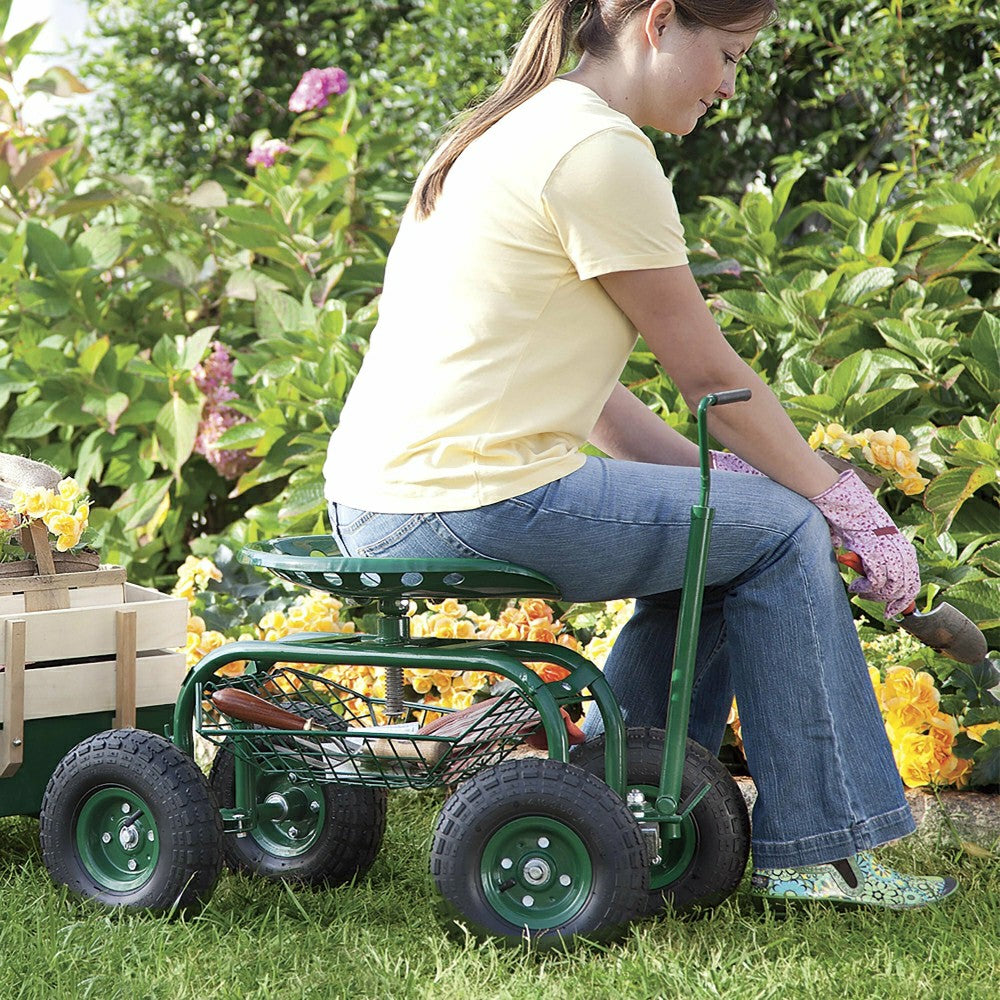 Green Rolling Scoot-N-Do Garden Seat | Plow & Hearth