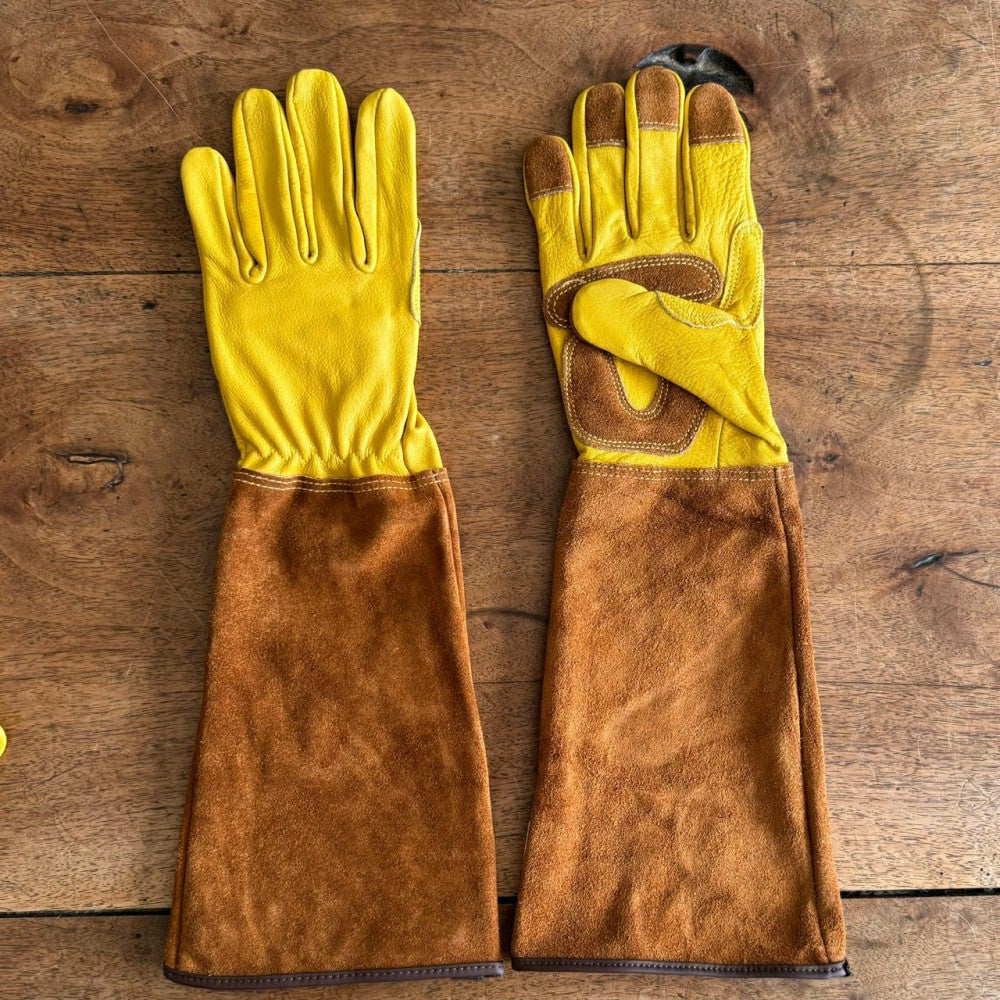Long Garden Gloves - Rose Pruning Gloves (Soft Cowhide) | Plow & Hearth