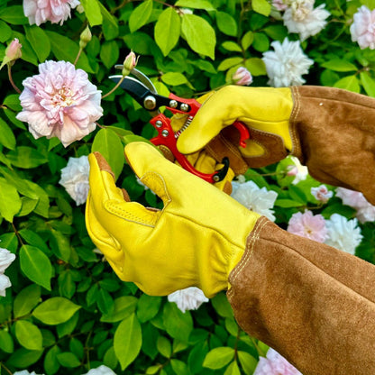 Long Garden Gloves - Rose Pruning Gloves (Soft Cowhide) | Plow & Hearth