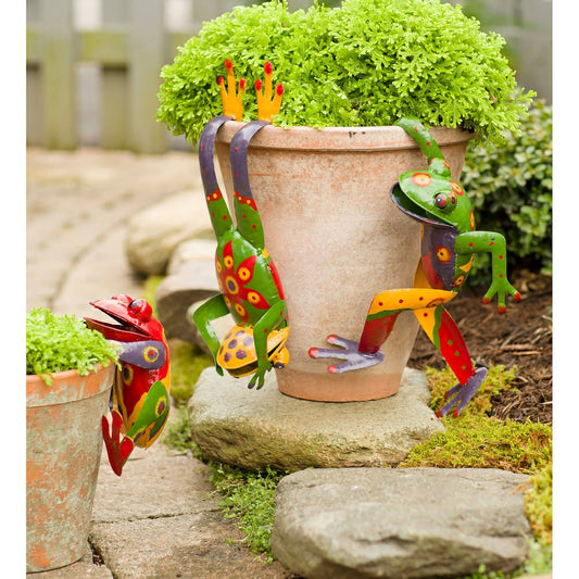 Set of 3 Hand Painted Frog Pot Hangers | Plow & Hearth
