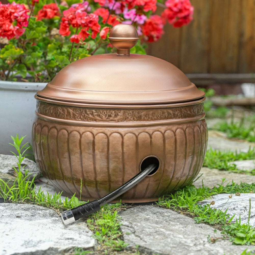 La Jolla Copper Finished Hose Pot with lid | Plow & Hearth