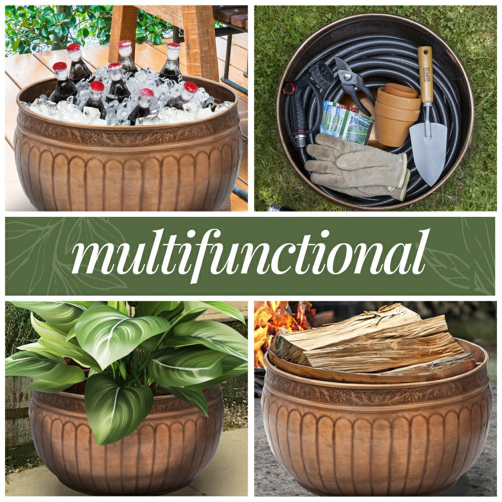 La Jolla Copper Finished Hose Pot with lid | Plow & Hearth