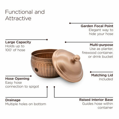 La Jolla Copper Finished Hose Pot with lid | Plow & Hearth