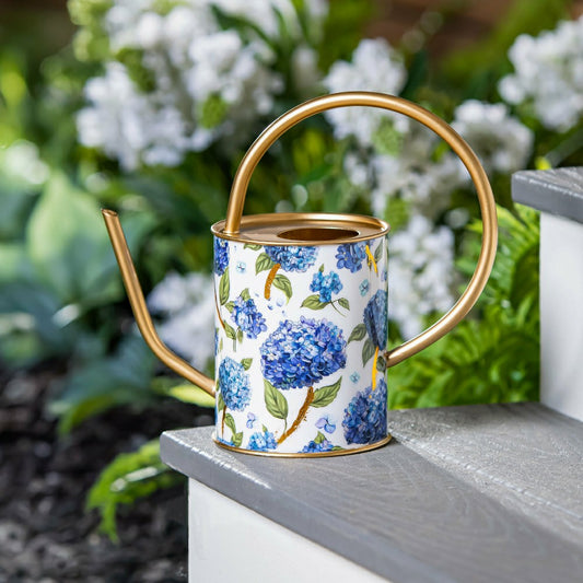 VivaStyle Watering Can, Printed Metal Watering Can, Hydrangea, 32oz | Plow & Hearth