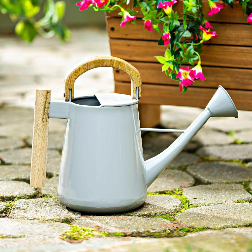 Wood and Metal Watering Can | Plow & Hearth