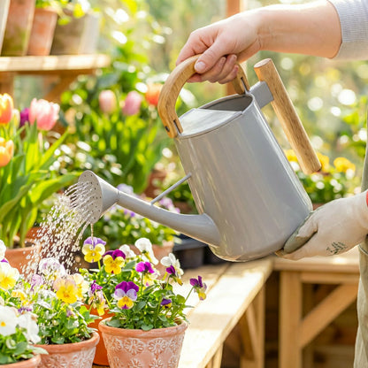 Wood and Metal Watering Can | Plow & Hearth