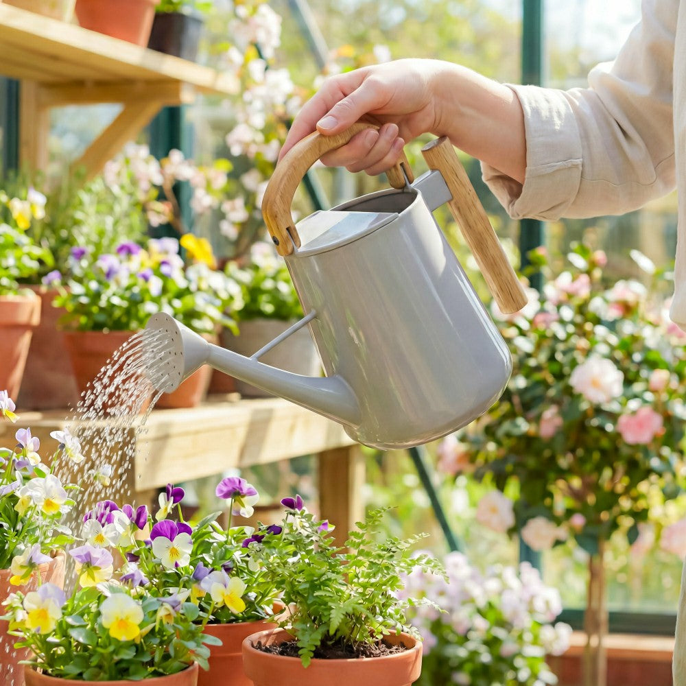 Wood and Metal Watering Can | Plow & Hearth