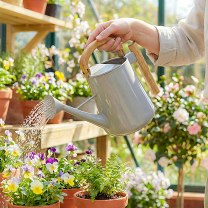 Wood and Metal Watering Can | Plow & Hearth