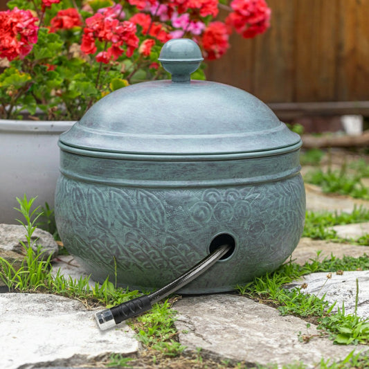 Key West Blue Verdegris Hose Pot with Lid | Plow & Hearth