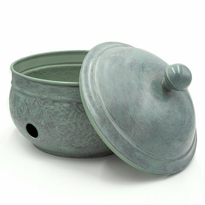 Key West Blue Verdegris Hose Pot with Lid | Plow & Hearth